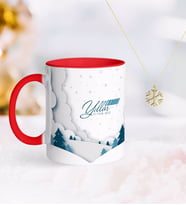 BK Gift Kişiye Özel Yılbaşı Mutlu Yıllar Kırmızı Kupa ve Kar Tanesi Kolye-26 (Model 1)