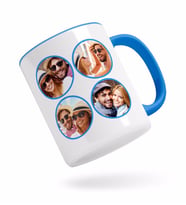 BK Gift Kişiye Özel Oval 4 Fotoğraflı Mavi Kupa Bardak-1