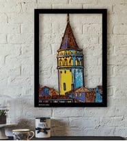 BK Gift Kişiye Özel İstanbul Galata Kulesi Temalı 3D Ahşap Tablo-1