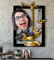 BK Gift Kişiye Özel Kadın Avukat Karikatürlü 3D Ahşap Tablo-4, Avukatlar Günü, Avukat Hediyesi