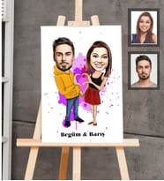 Kişiye Özel Sevgili Karikatürlü  Ahşap Tablo 30x47 Model 7