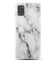 Kılıfland Samsung Galaxy A21S Kılıf Silikon Resimli Kapak Fragile White Marble Mermer Stok 1103