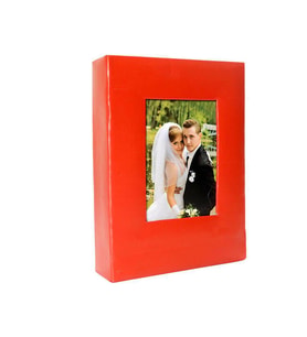 100'lük 13x18cm. Kırmızı Deri Pencereli Fotoğraf Albümü