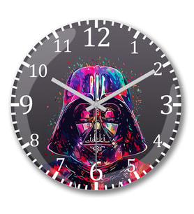 Darth Vader Paint 2 Duvar Saati Bombeli Gercek Cam
