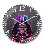Darth Vader Paint 2 Duvar Saati Bombeli Gercek Cam