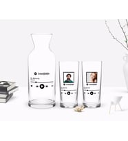 BK Gift Kişiye Özel Renkli Baskılı Fotoğraflı Spotify Barkodlu İkili Rakı Bardağı ve Karaf Hediye Seti-1 (Model 1)