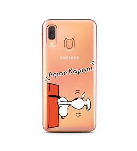 Snoopy Tasarımlı Süper Şeffaf Silikon Telefon Kılıfı Samsung A40
