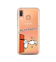 Snoopy Tasarımlı Süper Şeffaf Silikon Telefon Kılıfı Samsung A40