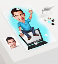BK Gift Kişiye Özel Bay Bilgisayar Mühendisi Karikatür 240 Parça A3 Puzzle  1