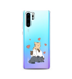 Kedi Kardeşler Tasarımlı Süper Şeffaf Silikon Telefon Kılıfı Huawei P30 Pro 