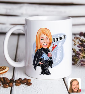 BK Gift Kişiye Özel Kadın Moda İkonu Karikatürlü Beyaz Kupa Bardak-4