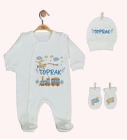 Pia Baby GL 1944-01 İsme Özel Üçlü Tulum Set