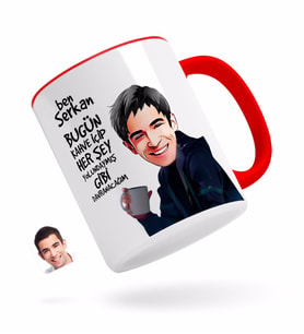 BK Gift Kişiye Özel Erkek Her Şey Yolundaymış Gibi Karikatürlü Kırmızı Kupa Bardak-4