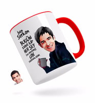 BK Gift Kişiye Özel Erkek Her Şey Yolundaymış Gibi Karikatürlü Kırmızı Kupa Bardak-4
