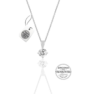 Söğütlü Silver Gümüş Swarovski tek taş kolye