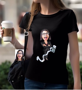 BK Gift Kişiye Özel Bayan Muhasebeci Karikatürlü Siyah T-Shirt