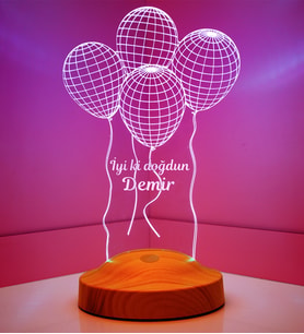 Uçan Balonlu Hediye Kişiye Özel 3D Balonlar Led Lamba, Doğum Günü Hediyesi İyi ki Doğdun