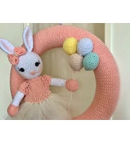 Amigurumi Tavşanlı Kapı Süsü (Pembe)