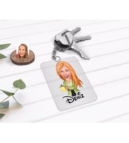 BK Gift Kişiye Özel Kadın Asistan Karikatürlü Şeffaf Pleksi Anahtarlık-2 (Beyaz)