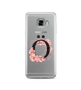 Pembe Çiçekli Harf Tasarım Süper Şeffaf Silikon Telefon Kılıfı Samsung C5   Ö-Ha