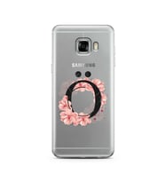 Pembe Çiçekli Harf Tasarım Süper Şeffaf Silikon Telefon Kılıfı Samsung C5   Ö-Ha