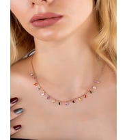 Damla Model Rengarenk Taşlı Gümüş Kolye