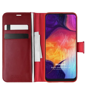 Microsonic Samsung Galaxy A50 Kılıf Delux Leather Wallet Kırmızı