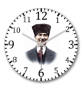 Atatürk5 Duvar Saati Bombeli Gercek Cam