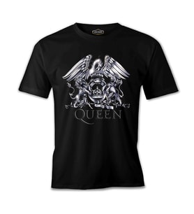 Queen Logo Siyah Erkek Tshirt