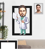 Kişiye Özel Doktor Karikatürlü 3D Ahşap Tablo 30x47 Bay-8
