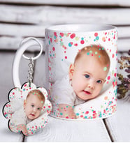 BK Gift Kişiye Özel Fotoğraflı Beyaz Kupa ve Anahtarlık Hediye Seti-5 (Model 1)