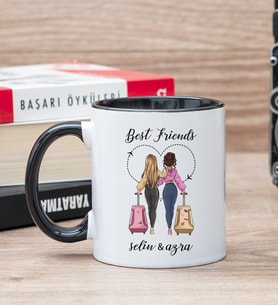 Best Friends İki İsimli Siyah Kupa Bardak