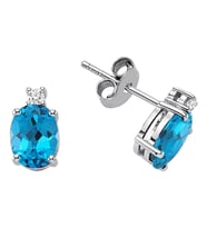 Sirius Mavi Topaz ve Pırlanta Taşlı Küpe 0704E0054