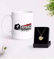 BK Gift Kişiye Özel Özel Eğitim Öğretmeni Beyaz Kupa ve Papatya Kolye Hediye Seti-1 (Model 1)