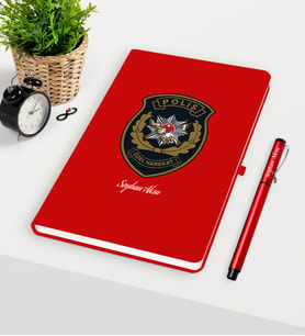 BK Gift Kişiye Özel Polis Özel Harekat Temalı Kırmızı Defter Kalem Seti