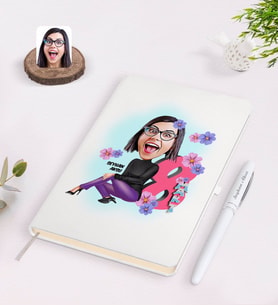 BK Gift Kişiye Özel Kadınlar Günü Karikatürlü Beyaz Defter Kalem Seti-2