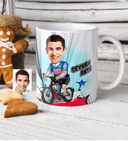 BK Gift Kişiye Özel Bay Bisiklet Sürücüsü Karikatürlü Beyaz Kupa Bardak