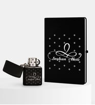 BK Gift Kişiye Özel İsimli Siyah Defter ve Benzinli Çakmak Seti - 4