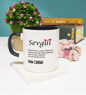 Sevgililer Günü Hediyesi Sevgili Tasarımlı Kişiye Özel Sevgililer Günü Hediyesi Kupa Bardak Siyah