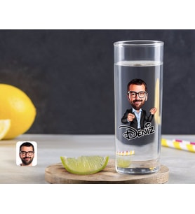 BK Gift Kişiye Özel Renkli Baskılı Erkek Karikatürlü Vodka Bardağı-50 (Beyaz)