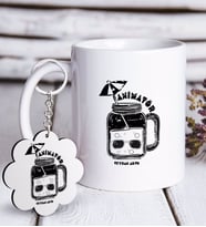 BK Gift Kişiye Özel Mesleki Animatör Beyaz Kupa ve Anahtarlık Hediye Seti-2 (Model 1)
