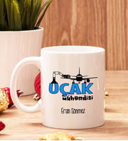 Uçak Mühendisine Hediye Beyaz Kupa Bardak
