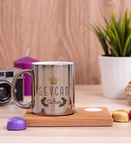 Evimizin SultanI Ahşap Altlıklı Mumlu Silver Kupa Bardak