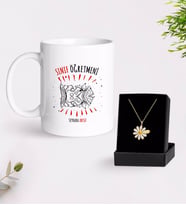 BK Gift Kişiye Özel Sınıf Öğretmeni Beyaz Kupa ve Papatya Kolye Hediye Seti-11 (Model 1)