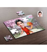 BK Gift Kişiye Özel Erkek Basketbolcu Karikatürlü Ahşap Puzzle-1