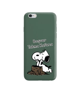 Snoopy Tasarımlı Koyu Yeşil Lansman Telefon Kılıfı İphone 6s