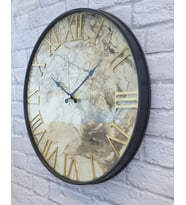 Markakanvas Metal Kasalı Mermer Desenli Altın(Gold) Renkli Duvar Saati 50 cm