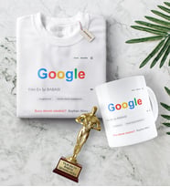 BK Gift Kişiye Özel Google Yılın En İyi Babası Tişört Kupa Oscar Ödülü Hediye Seti-1 (Model 1)