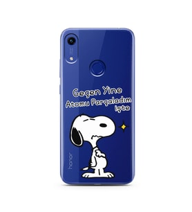 Snoopy Tasarımlı Süper Şeffaf Silikon Telefon Kılıfı Huawei Honor 8A 