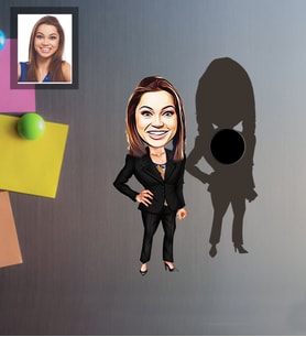 Kişiye Özel Patron Karikatürlü Ahşap Magnet Bayan-22